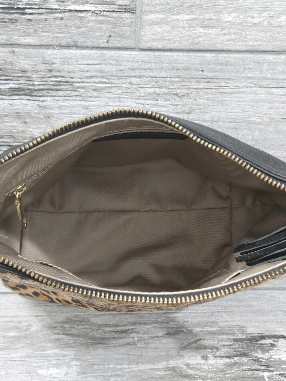 TALBOTS Animal/Leopard Print Calf Hair Pebbled Leather Hobo Style Handbag